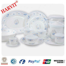 28pcs Opal Glassware Dinner Set With Blue Printing